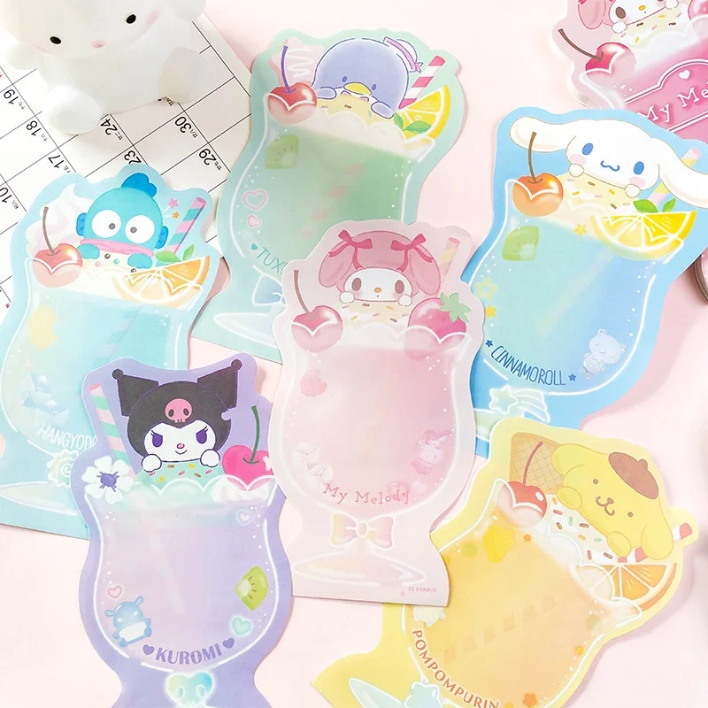

Набор из 6 штук: блокноты Sanrio Kuromi, Melody, Hangyodon, Cinnamoroll, многоразовые стикеры, канцелярские товары, закладки, школьные принадлежности