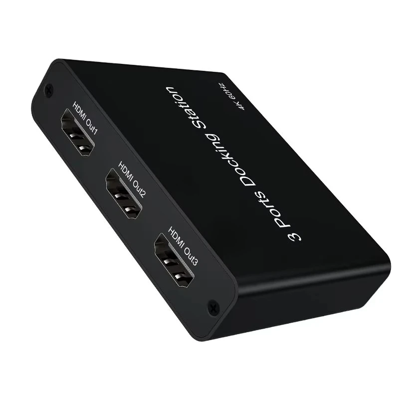 4K 60Hz Type-c for     Output Docking Station Switch with 3 Ports Video Splitters & Converters