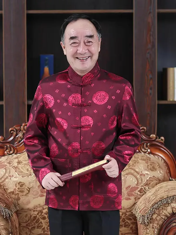 

Warm Cotton Jaet with Embroidery for Middle-Aged And ly Men Hanfu Sle Festive Ceremony Autumn Winter Faion Ci