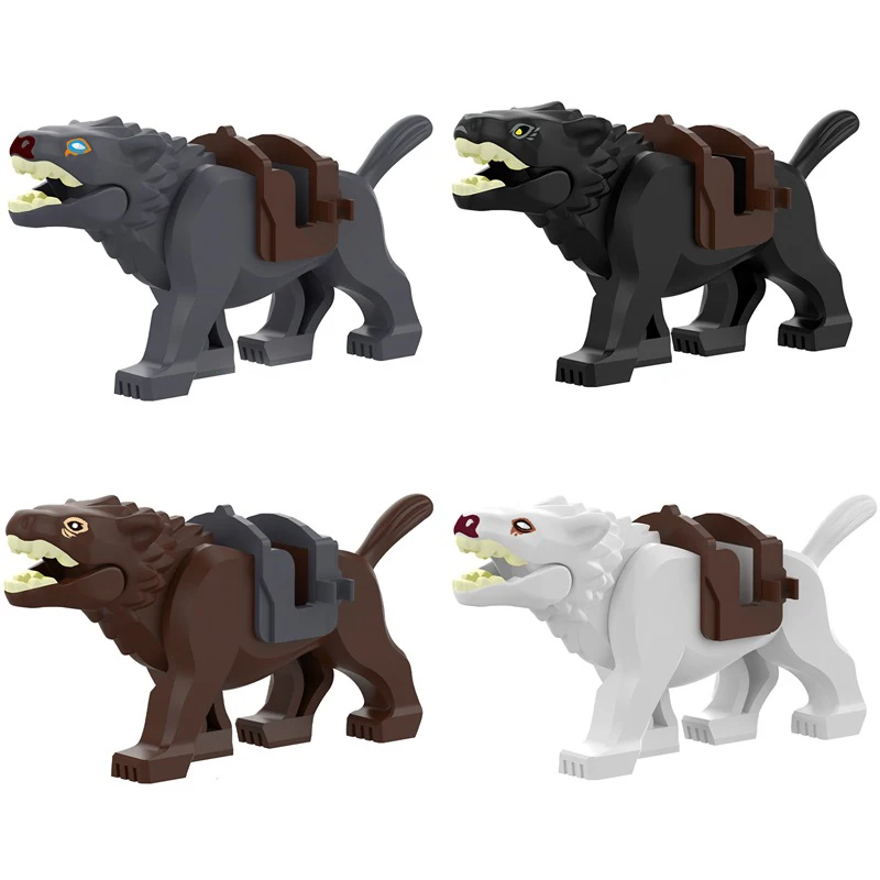 MOC 1PCS The Middle Ancient Wolf Mount Building Block For Lordesd Ring Animal Figures Bricks Particle Toy Children Birthday Gift