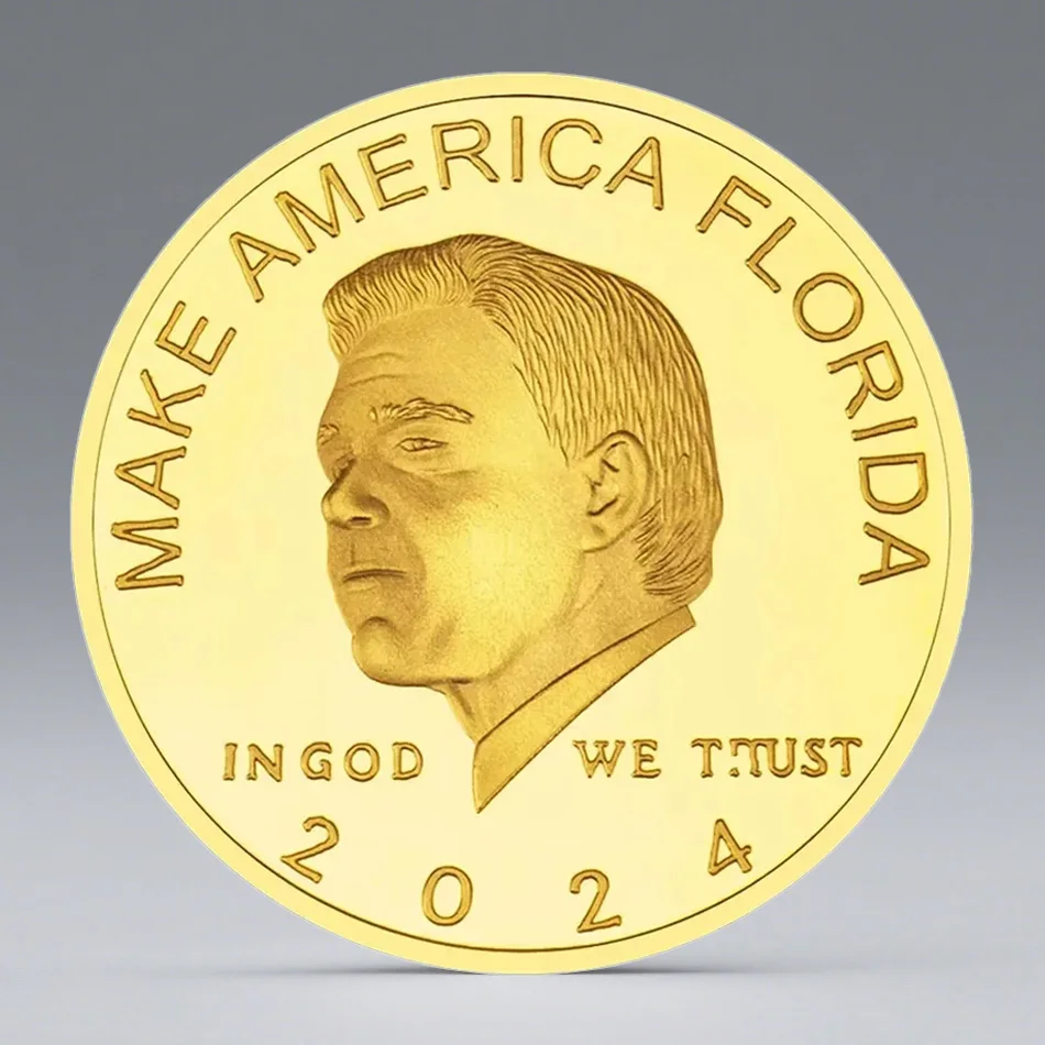Make America Florida Gold Plated Collectible Coins U.S of America Ron Desantis Souvenir Coin