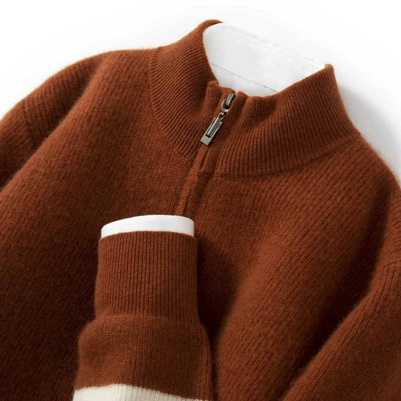 

Contrasting color stripes Autumn and winter new 100% Merino wool men's cardigan o collar sweater Fashion warm undershirt shirt t