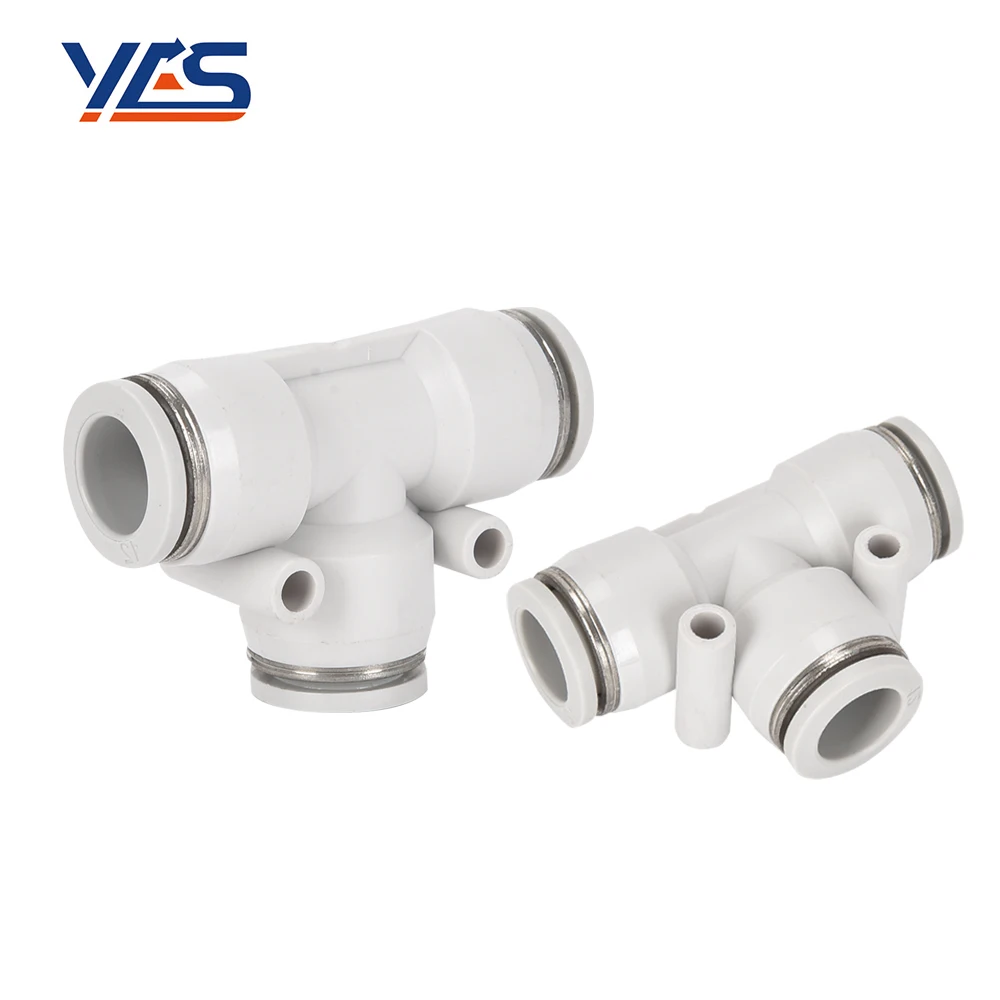 High Quality White PE Series Pneumatic Fitting Quick Connect Slip Lock Tee 3 Way Plastic Pipe Tube Fittings