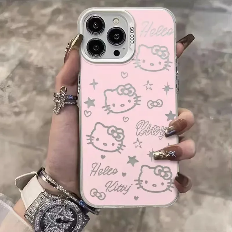 Sanrio Full Screen Hello Kitty Is Suitable for Apple 14 Pro Phone Case Iphone 15 Promax Cute Niche Soft Girl Soft Shell