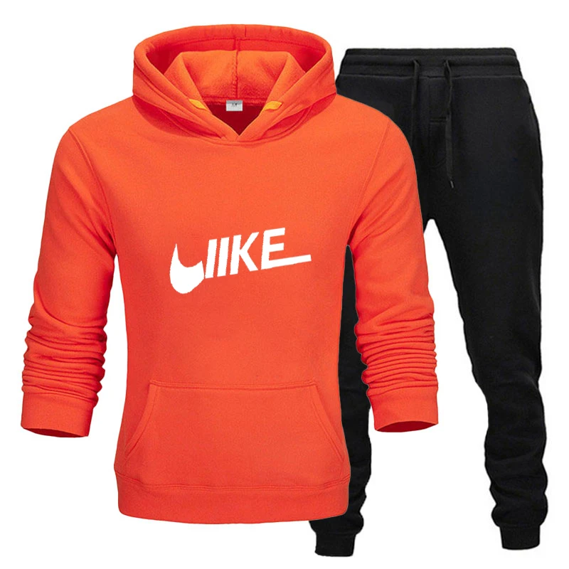 2025 Men and women's fashion trend hooded casual two-piece set, sweater jacket and pants, fashion brand printing logo, size S-3X