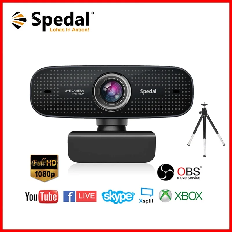 

Spedal C922 1080P Full HD Webcam with Noise Reduction Built-in Microphone and bracket Camera Streaming For Computer Laptop Live