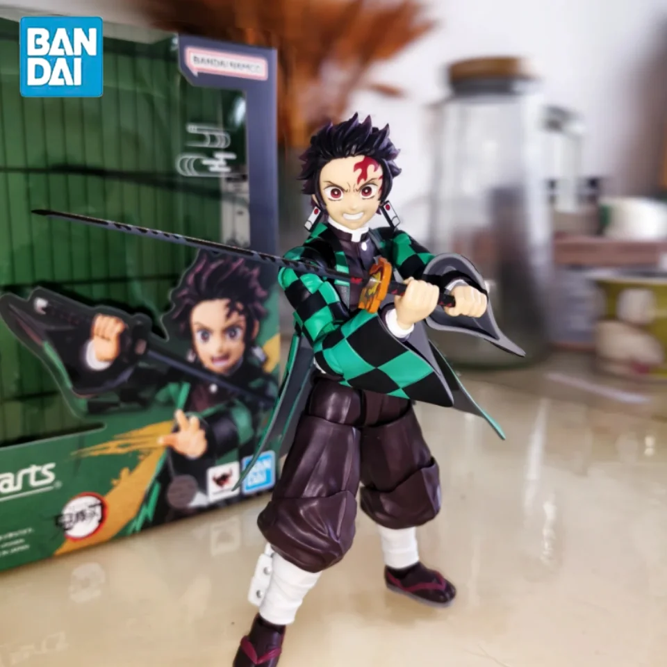 In Stock Bandai Original SHFiguarts Demon Slaye Tanjiro Kamado Anime Action Figure Finishe Model Kit Collection Toy Gift