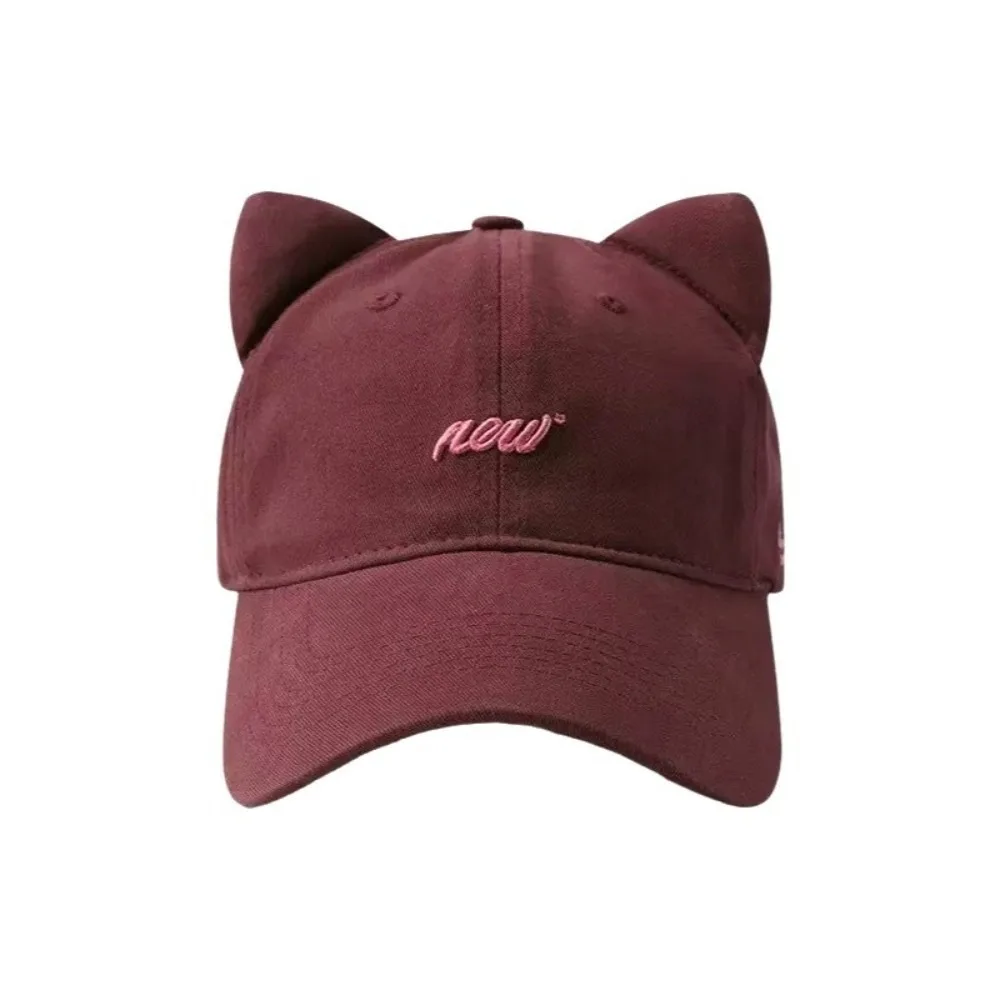 

Casual Embroidered Embroidery Letter Baseball Cap Wide Brim Cotton Cat Ear Hat Sunscreen Korean Style Peaked Cap Men