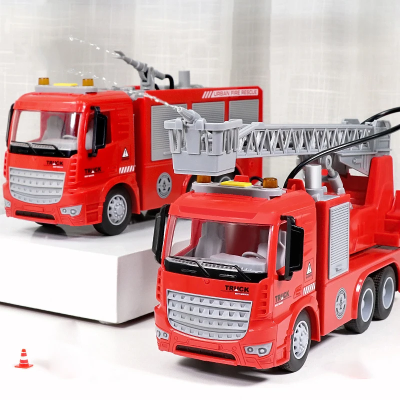 Oversized children\'s firefighter toy car fire truck can spray water large boy rescue car baby ladder car