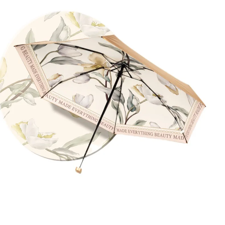 Parasol Sunny and Rainy Foldable High-end Flat 60% Off Mini Sun Umbrella for Women Sun Protection and UV Protection