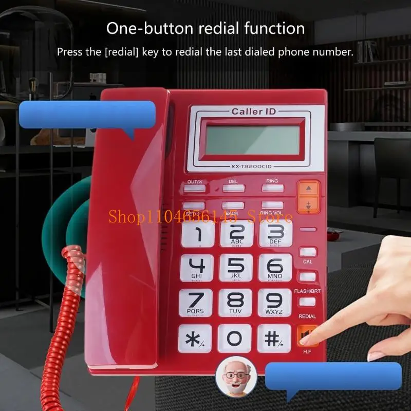 652F Corded Landline Phone Big Button Household Hotel Business Desktop Landline Telephone Vintage Telephones with LCD Display