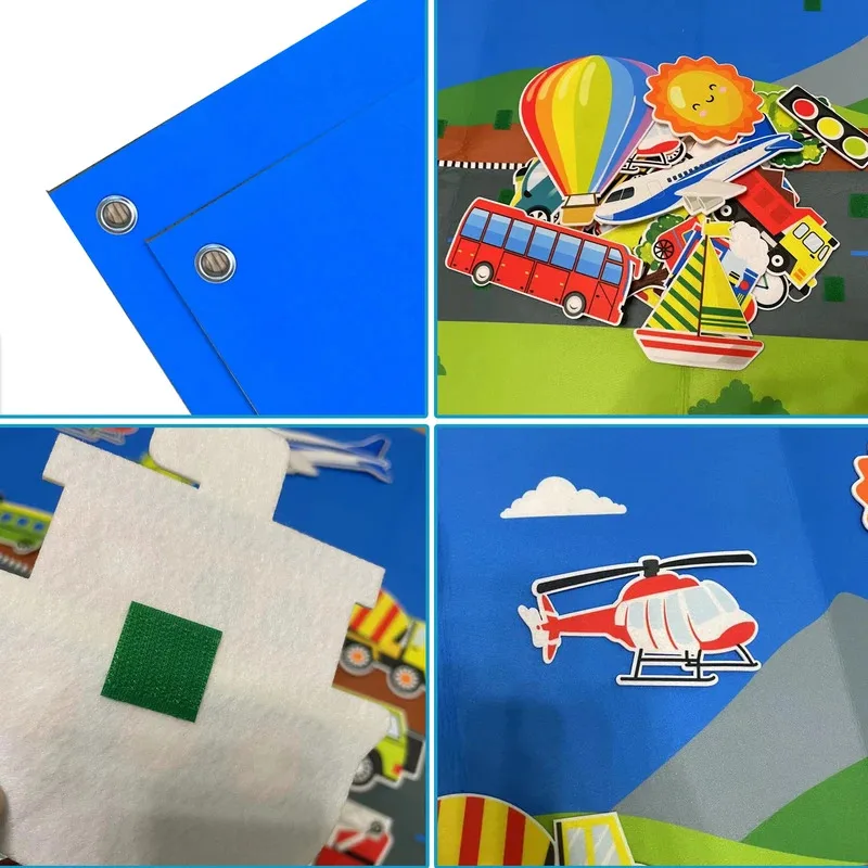 Ensemble de planche d'histoire en feutre pour Train urbain et trafic, Kit de jeu interactif d'apprentissage précoce, jouet éducatif Montessori pour enfants