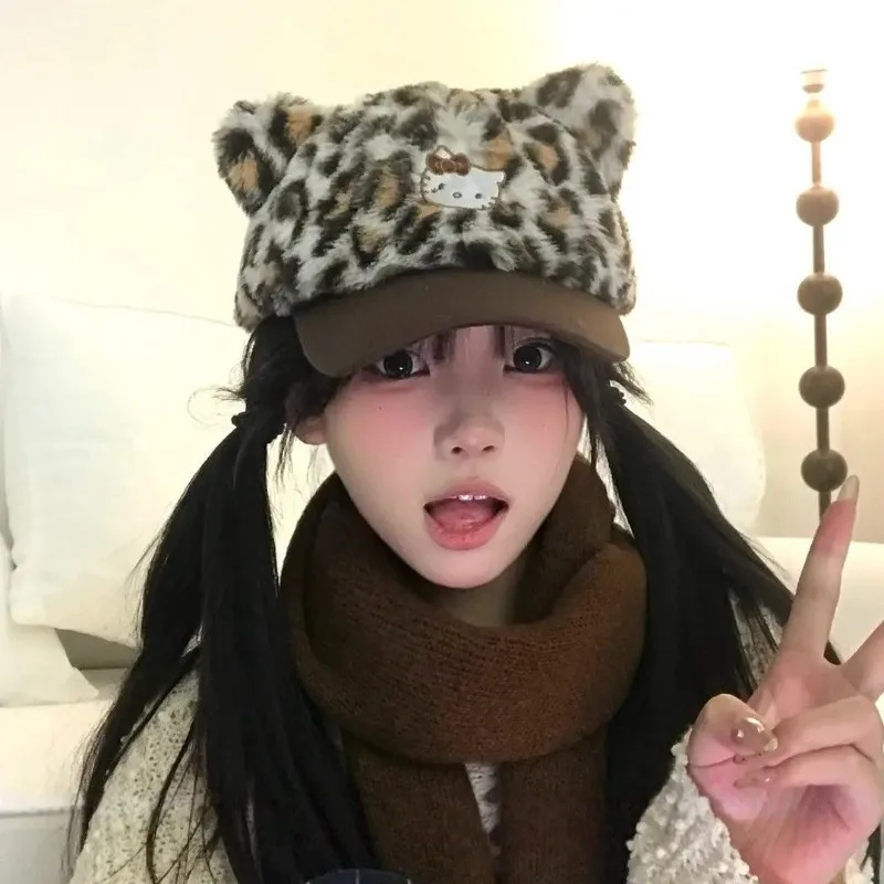 

Kawaii Hello Kitty Sanrio детская удобная теплая шапка с милым рисунком, уличная ветрозащитная шапка, рождественские подарки для детей