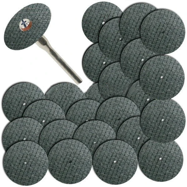 

Fiberglass Reinforced Cut Off Wheel Disc w/ 2 Mandrel 1/8" Fit Dremel Tool 25pcs