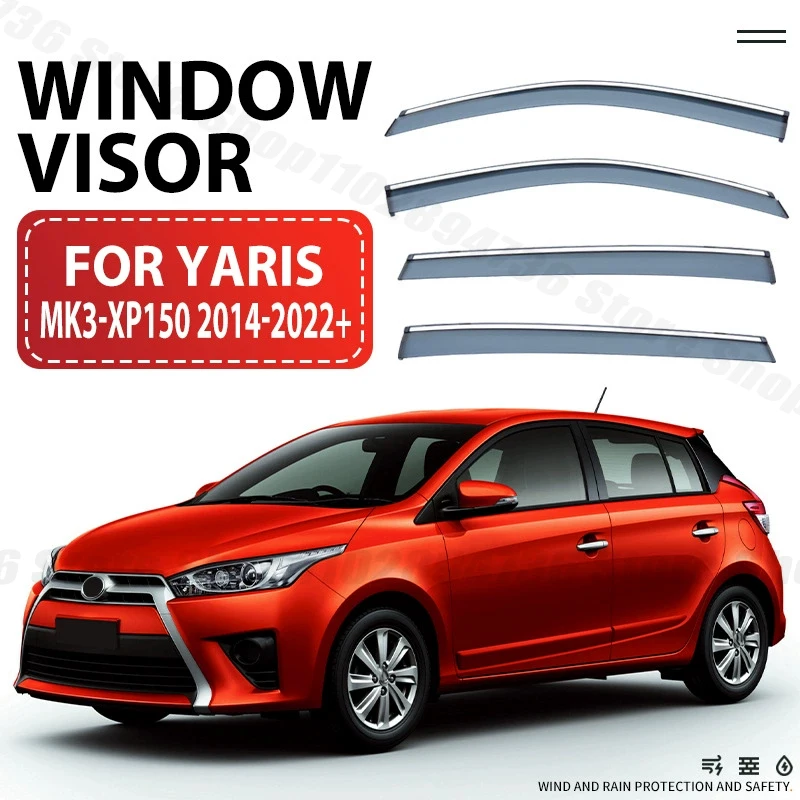 Window Visors For Yaris L Hatchback MK3-XP150 Side Window Rain Guard Wind Deflector Weathershield Vent Visor for Car Windows