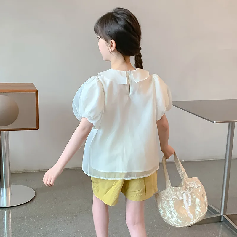 Girls Two-piece Set 2024 Summer New Childrens Clothing Western Style Hanfu Little Girl New Chinese Two-piece Set Leisure Simple image 5