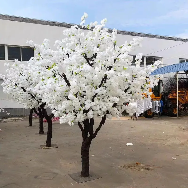 

White artificial cherry blossom tree fake tree background interior decoration floor wishing peach blossom tree