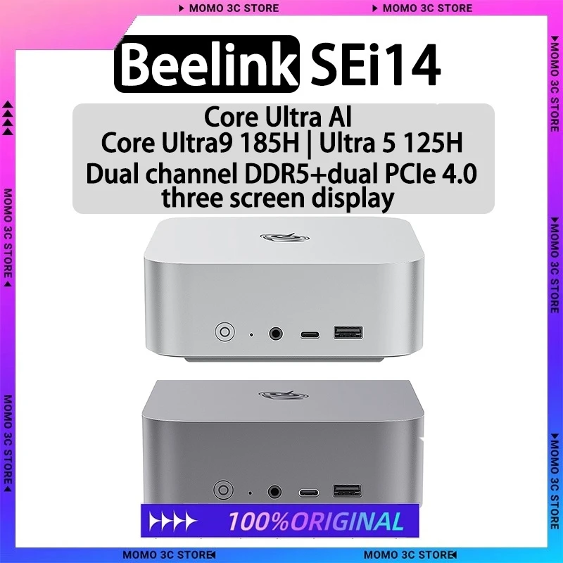 Beelink SEI14 Mini Host 125H/185H Intel Core High Performance AI PC Gaming Office Design Ultra Silent Desktop Mini Host