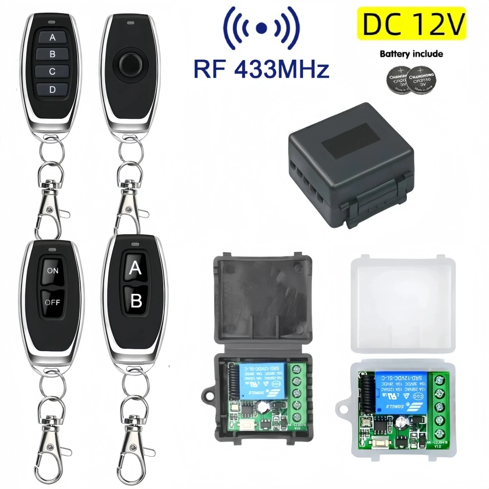 433Mhz Remote Control Wireless Switch DC 12V 1CH RF 10A Relay Receiver and 4CH 2CH 1CH Transmitter For Door Electromagnetic Lock