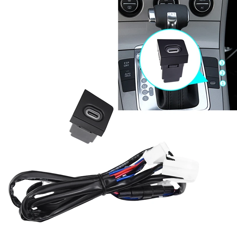 Super Sale Car TYPE-C PD Fast Charger Socket Phone Charging Outlet Power Adapter for VW Magotan B6 2007-2011