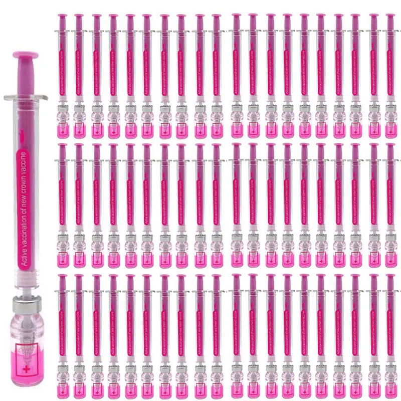 60Pcs 0.5mm Black Ink Gel Pens Syringe Neutral Pen Simulation Injection Syringe Signature Pen Vaccine Pen