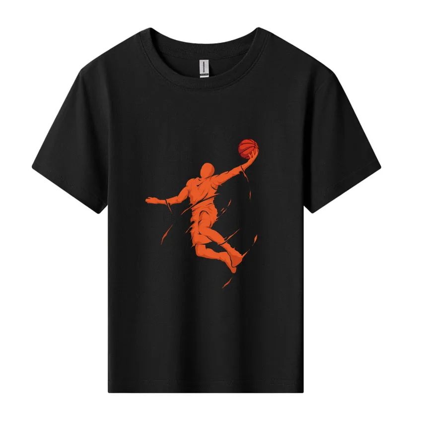 Basketball superstar classic moves Graphic Print Cotton T-shirt Round Neck Tees Tops Soft Comfortable Boys Girls Summer Clothes