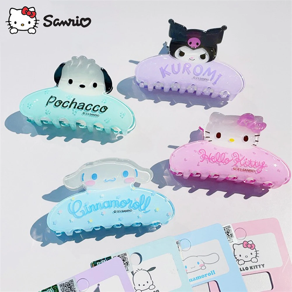 Kawaii Sanrio Y2K Anime Hello Kitty Hair Clip Cute Kuromi Cinnamoroll Acrylic Girl Big Clip Hair Bun Student Hairpin Hair Gift