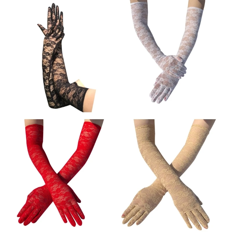 

Women Lace Gloves Lady Long Gloves for Opera Proms Women and Girls Gift HXBA