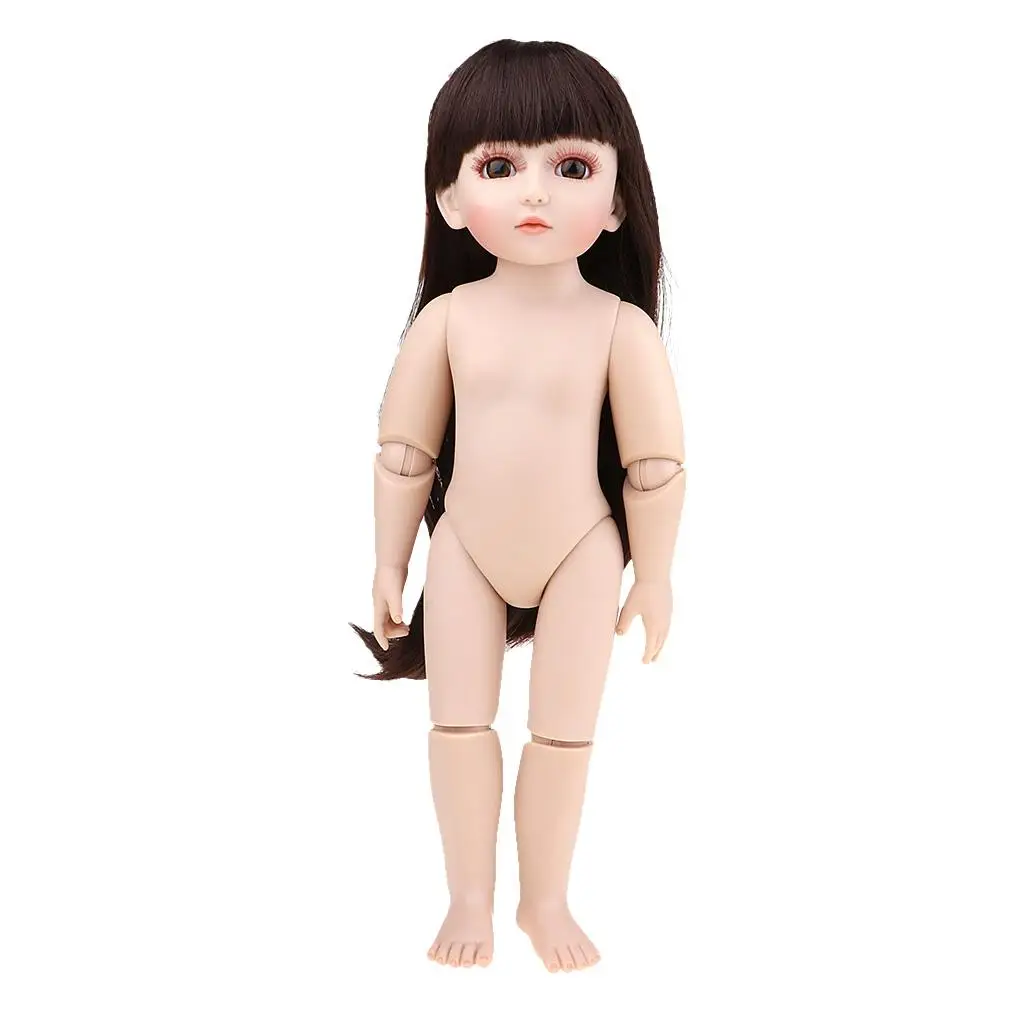 

18inch Fashion Girl Doll without Clothes - Coffee Hair,Brown Eyes,12 Joints Body