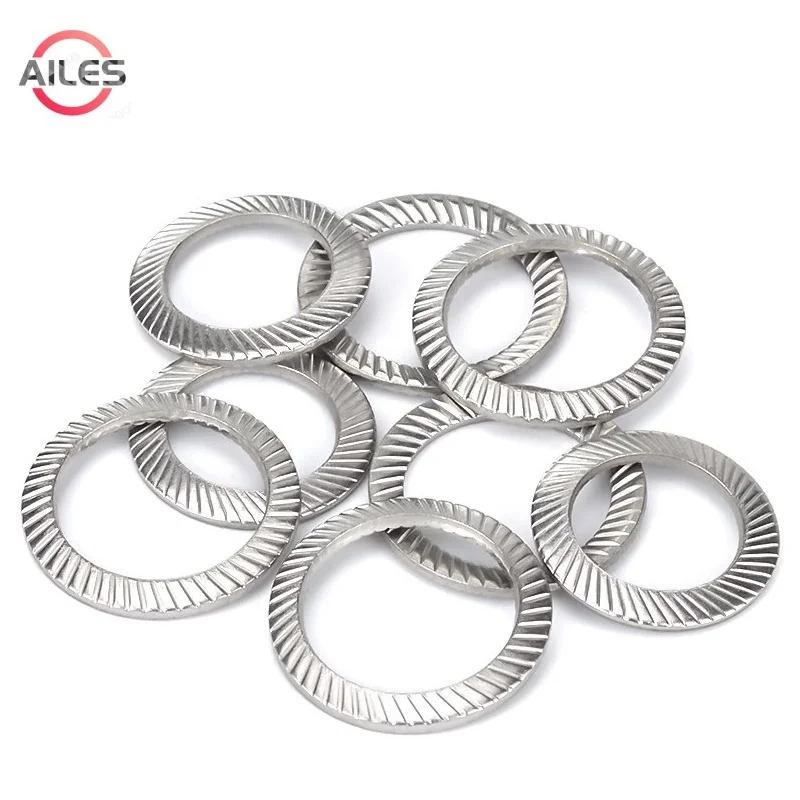 

M2.5 to M25 304 Stainless Steel Double Sided Anti Loosening Anti Slip Locking Washers Toothed Self Locking Gaskets Pads