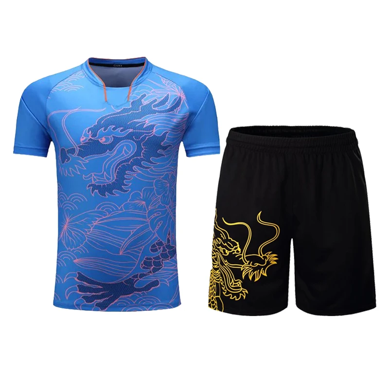 Ensemble de vêtements de tennis de table imprimé dragon pour hommes, femmes, filles, garçons, enfants, adultes, uniforme de ping-pong trempé, offre spéciale, 2023