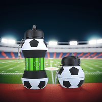 Kids Fold Outdoor Sports Water Cups Basketball/Football Bottle,Student Leakproof Portable Kids Water Bottle,Can Hang Backpack