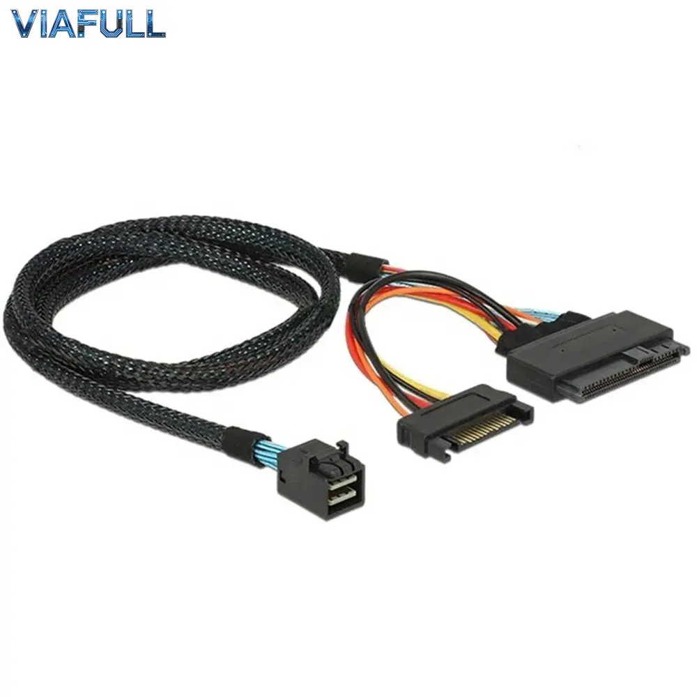 SFF-8643 to SFF-8639 36Pin SAS Cable with 15P Power, Mini SAS HD to SAS Hard Drive Adapter, Copper Data Extension Cord 0.5M/1M