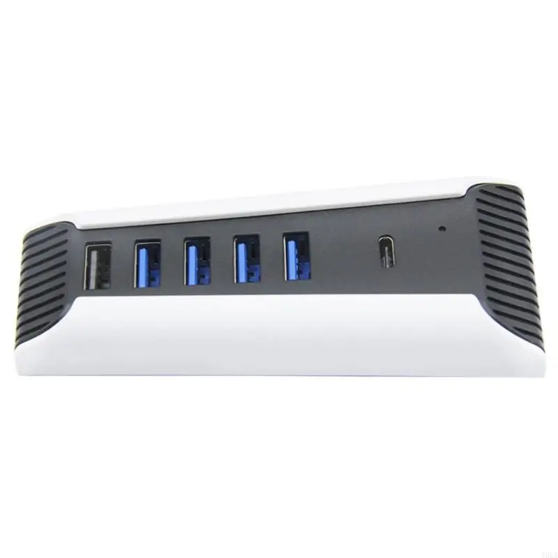 T5EA 6 PORT USB SPLITTER HUB لوحدة التحكم عالية السرعة ، HUB HUB HUB شحن محول الموسع 5 USB A+1 TYPE-C PORT