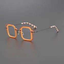 Vintage titanium optical glasses frame ultra light orange acetate glasses frame men and women light luxury brand prescription gl