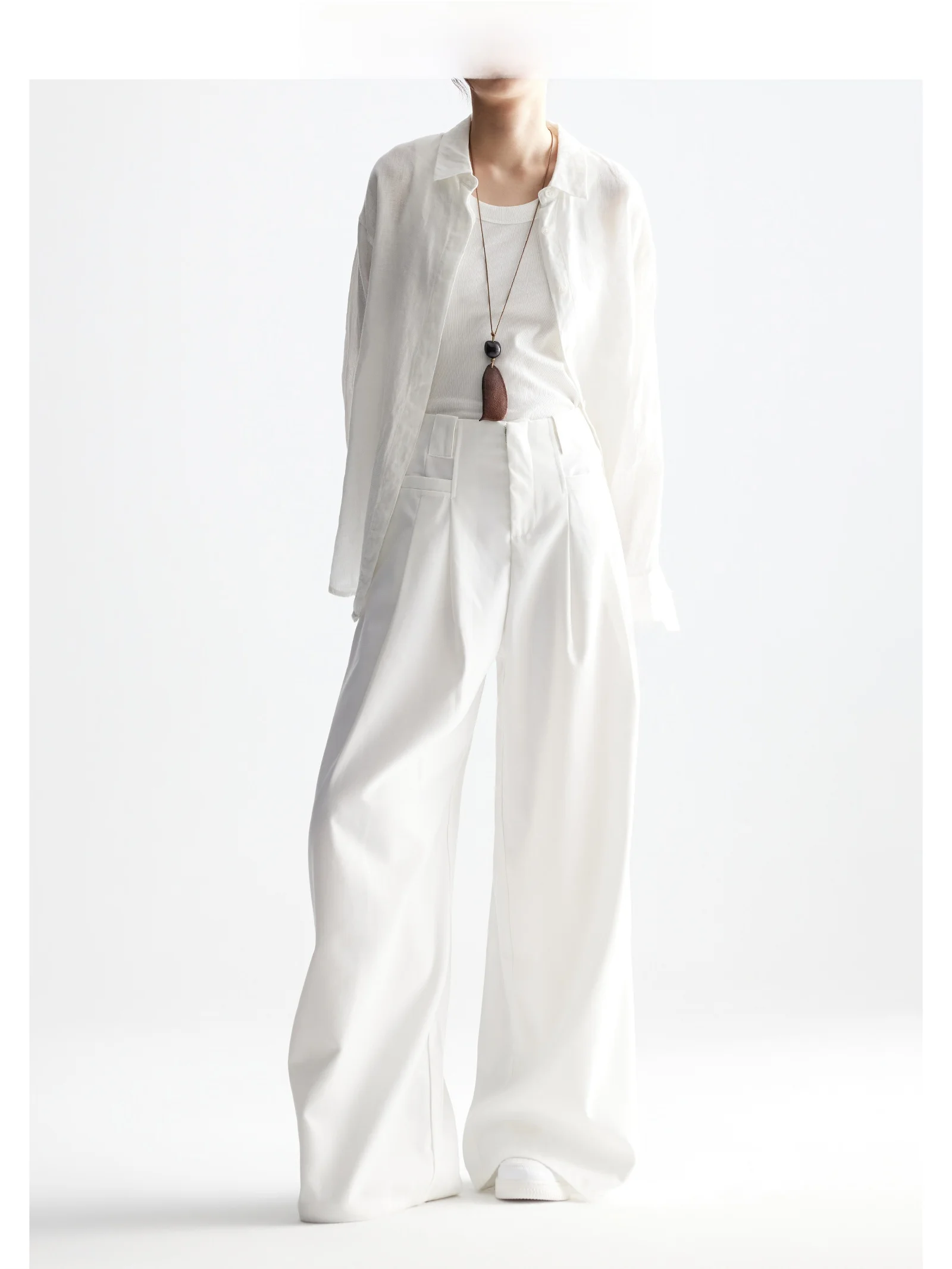 

Женские повседневные брюки LONDLOND с высокой талией, широкими штанинами, свободного прямого кроя, белые, драпированные, в пол