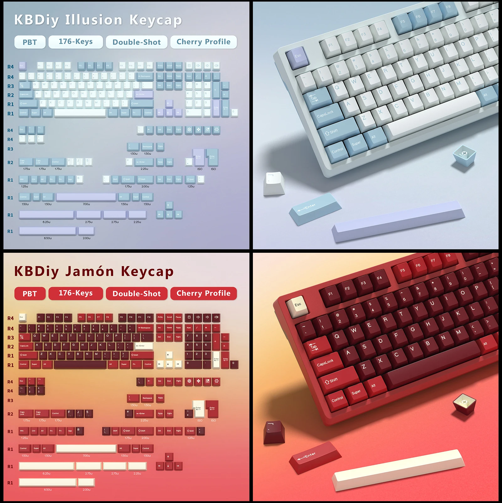 KBDiy GMK Keycap doble disparo GMK Olivia Shoko Jamon WOB rojo samurái botánico PBT Keycaps perfil de cereza para teclado mecánico Retro Aula F75 F87 Pro F99 Hi75 GMK67 GK61 Hi98 K86 60 60% Aigo A68  Ajazz AK820 Pro