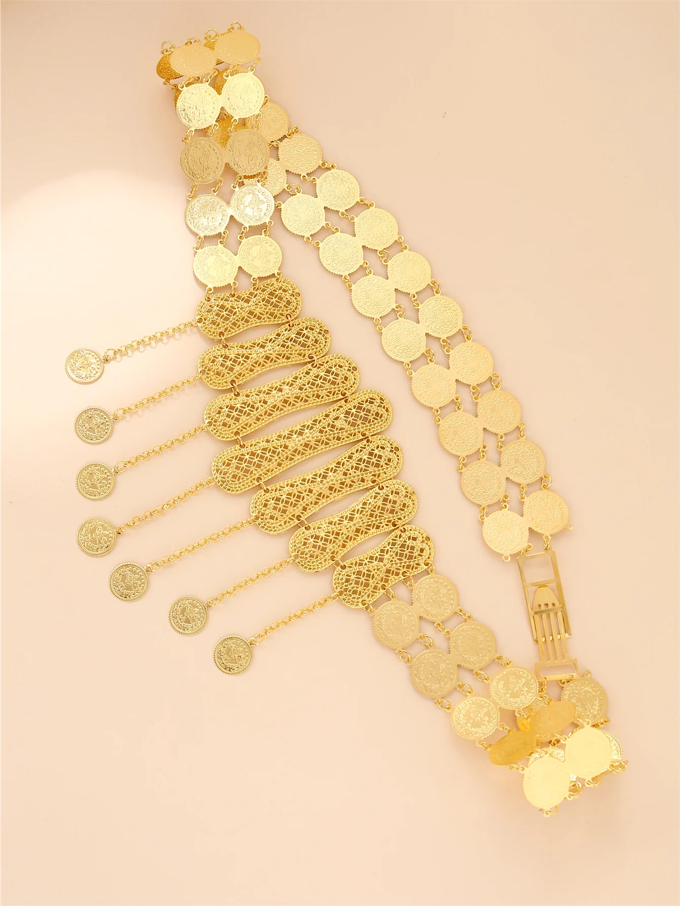 

22K Gold Plated Ladies' Waist Chain Luxury Retro Style Arabian Bridal Kaftan Belt with Exquisite Tassel Design Perfect Parties