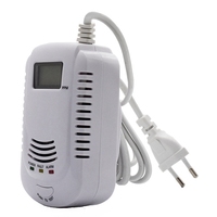 2X Gas Leak Detector Analyzer Carbon Monoxide Sensor LCD Digital Displayer Natural Gas 2 In 1 Alarm System,EU Plug