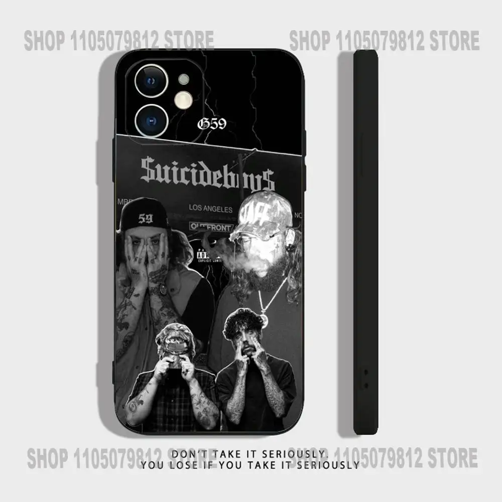 ラップグループ S-Suicideboys-S G59 iPhoneケース iPhone 17,16,15,14,13,12,11,XR,Pro,XS,Max,XR,Plus,Mini対応 シリコン製 ブラック 耐衝撃