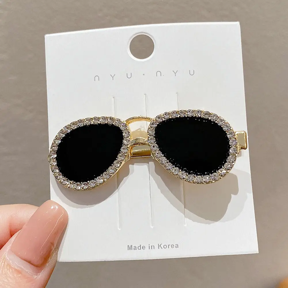 Women Rhinestone Sunglasses Shape Hair Clips Hairpins Creative Barrettes Sweet Bangs Clip Hair Styling Accessories Cute Headwear