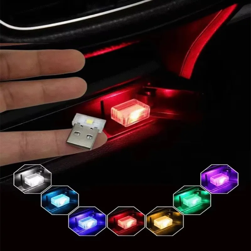 1/2pcs USB LED Car Light Auto Interior Atmosphere Light Emergency Lighting Light Auto Colorful Decorative Lamp Car Accessory