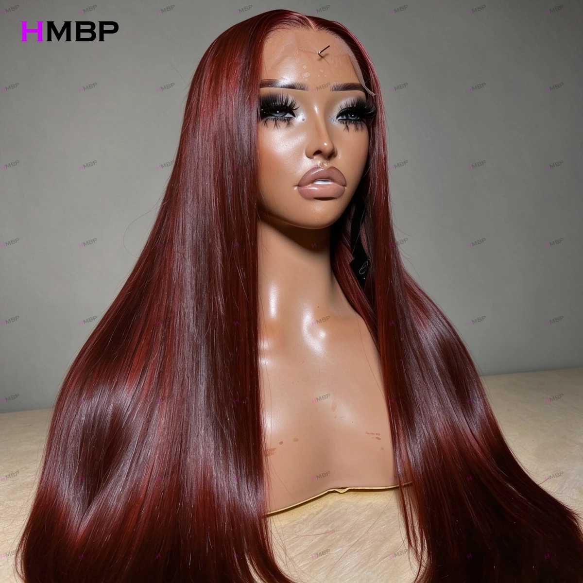 13x6 HD Lace Front Wig 450 Density #33 Auburn Bone Straight Wig Glueless Pre Plucked Natural Hairline for Women 100% Human Hair