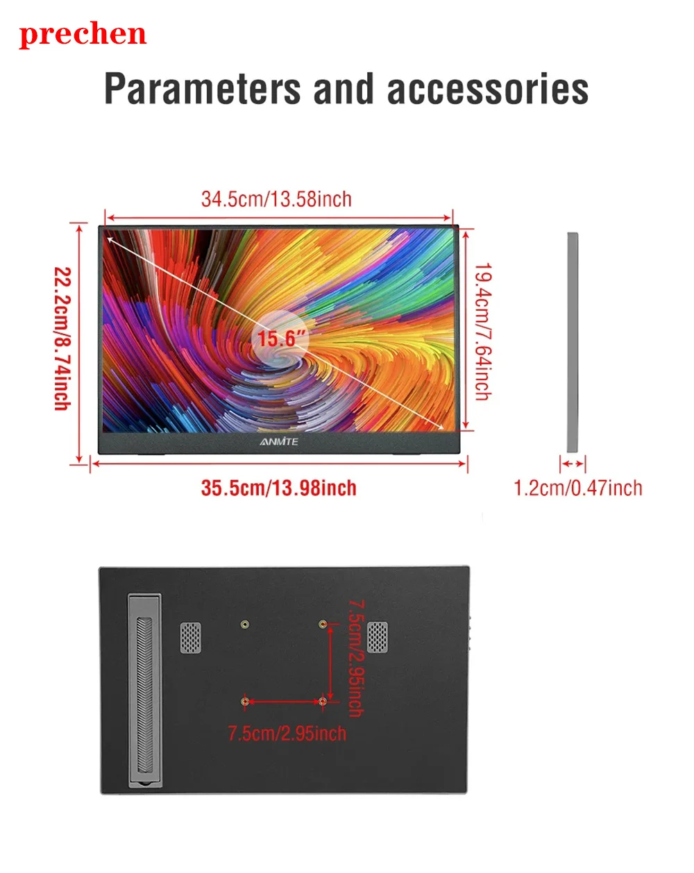 プレチェン 14～15.6インチ ポータブルディスプレイ 携帯電話/パソコン拡張スクリーン 液晶ディスプレイ タッチ対応