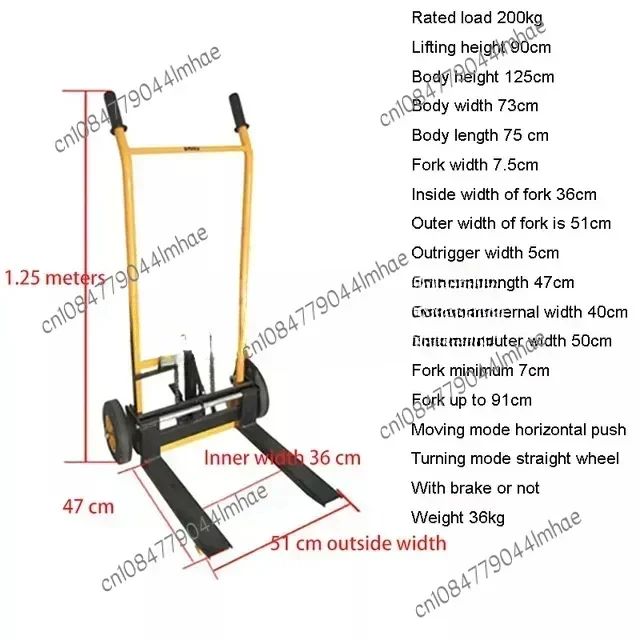 200 kg Manual Forklift Trucks Mini Manual Lift Stacker Small Hydraulic Trucks Home Loading and Unloading Trucks