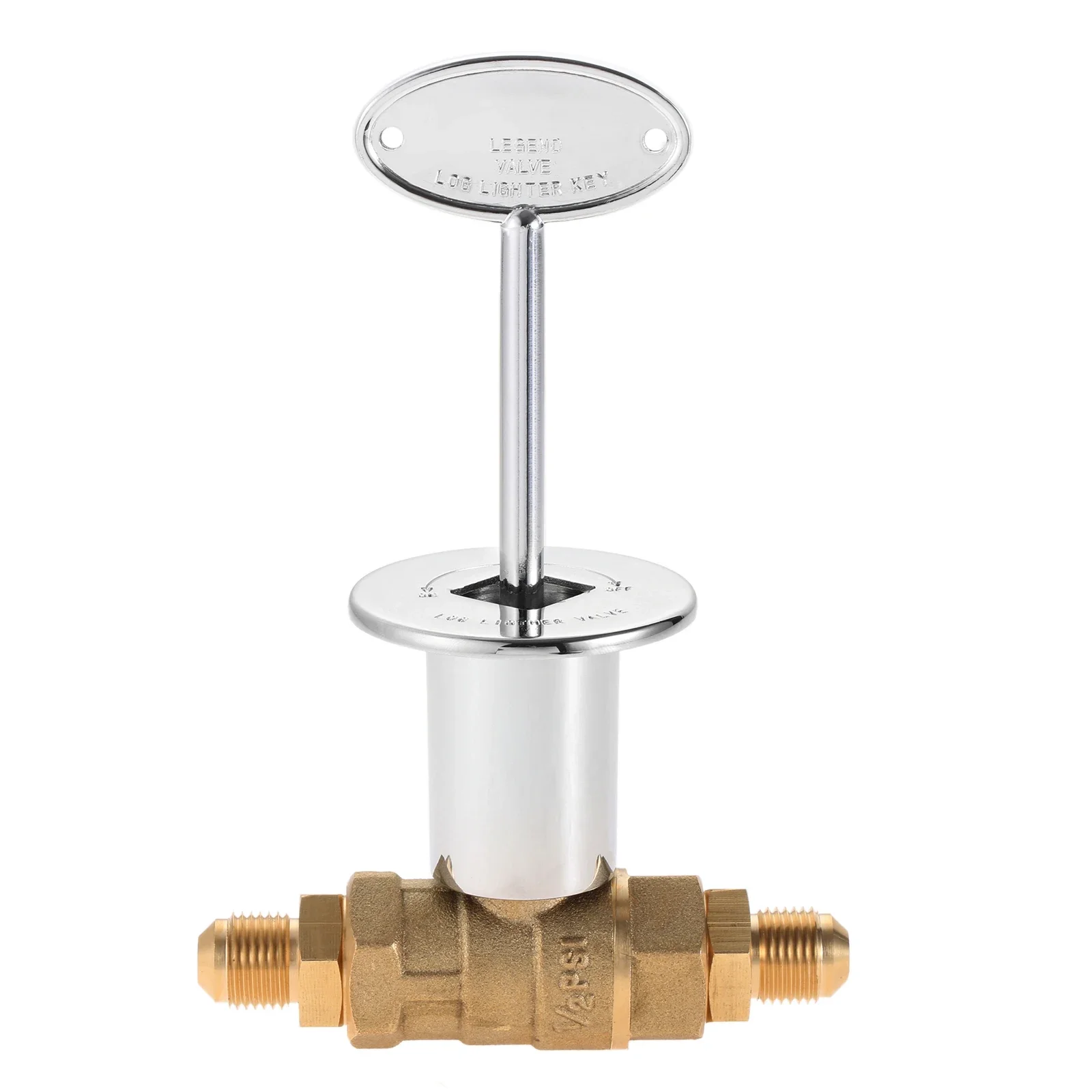 1/2Inch Straight Quarter Turn Shut-Off Valve Kit For NG LP Gas Fire Pits with Chrome Flange key valve with 3/8