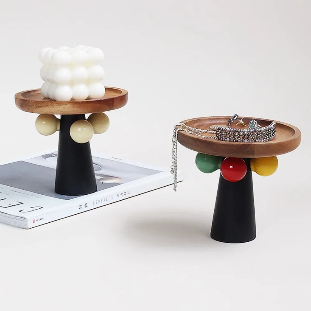 Creative Stilt Scented Candle Cup Tray Solid Wood Perfume Jewelry Storage Tray Candle Holder Interior Aesthetic Decoration