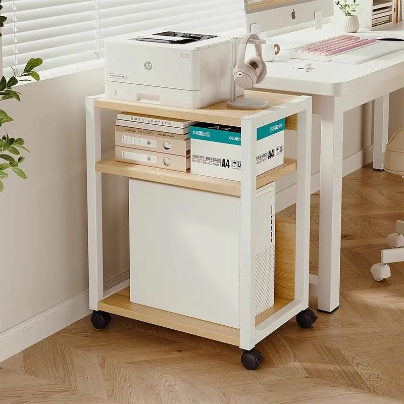 Mobile Floor Standing Multi-Layer Storage Rack Office Desk Side File Cabinet Printer Stand Host Substrate Residential Furniture