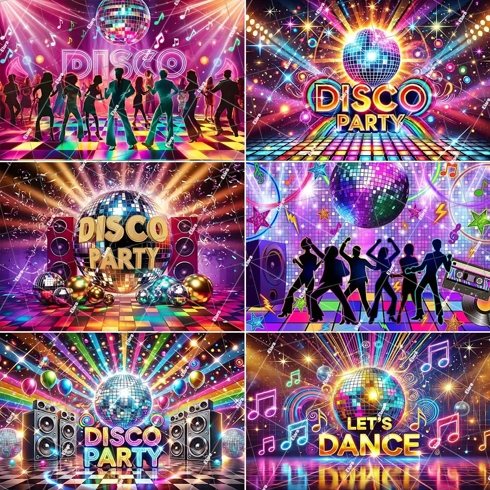 

Disco Dance Party Decoration For Boogie Music Dance Stage Club Party Shiny Lights Retro Photography Background Prop