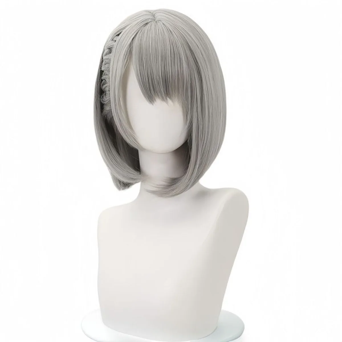 Peluca de cosplay corta de red transpirable para Mai Xiaowen (Delta Force) |   Pelo gris realista con gorro completo trenzado de espina de pescado